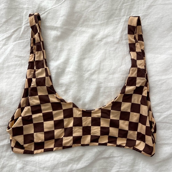Mai Underwear Checkered Bathing Suit Top (S) - Picture 1 of 2